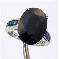 Very Fancy 9.24 ctw. Blue Sapphire Ring in Sterling Silver