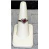 Ladys Very Fancy 18 kt White Gold over Sterling Silver "Heart Shape" Pigeon Blood Ruby & Diamond Rin