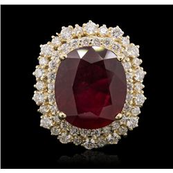 14KT Yellow Gold 12.91ct Ruby and Diamond Ring