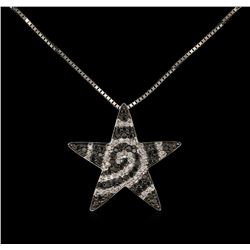 0.64ctw Black Diamond Star Pendant With Chain - 18KT White Gold