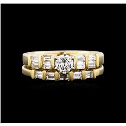 0.90ctw Diamond Wedding Ring Set - 18KT Yellow Gold