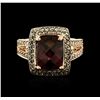 Image 1 : 14KT Rose Gold 3.30ct Rubellite and Diamond Ring