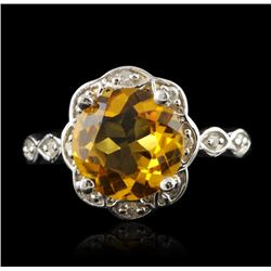 14KT White Gold 3.10ct Citrine & Diamond Ring