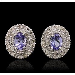 14KT White Gold 1.46ctw Tanzanite and Diamond Earrings