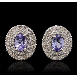 14KT White Gold 1.46ctw Tanzanite and Diamond Earrings