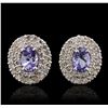 Image 1 : 14KT White Gold 1.46ctw Tanzanite and Diamond Earrings