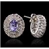 Image 2 : 14KT White Gold 1.46ctw Tanzanite and Diamond Earrings