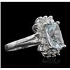 Image 2 : 14KT White Gold 3.96ct Aquamarine and Diamond Ring
