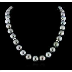 Cultured Pearl and Diamond Necklace - 14KT White Gold