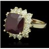 Image 3 : 14KT Yellow Gold 9.79ct Ruby and Diamond Ring