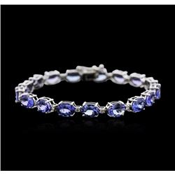 14KT White Gold 21.76ctw Tanzanite and Diamond Bracelet