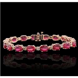 14KT Rose Gold 17.82ctw Ruby and Diamond Bracelet