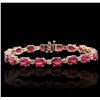 Image 1 : 14KT Rose Gold 17.82ctw Ruby and Diamond Bracelet