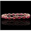 Image 2 : 14KT Rose Gold 17.82ctw Ruby and Diamond Bracelet