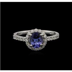 0.80ct Tanzanite and Diamond Ring -14KT White Gold