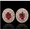 Image 1 : 14KT Rose Gold 2.07ctw Ruby and Diamond Earrings