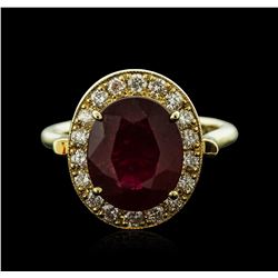 14KT Yellow Gold 7.35ct Ruby and Diamond Ring