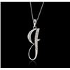 Image 1 : 18KT White Gold 0.08ctw Diamond Pendant with Chain