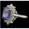 Image 2 : 14KT White Gold 11.08ct GIA Certified Tanzanite and Diamond Ring