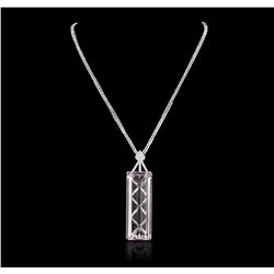 14KT White Gold 155.79ct Kunzite and Diamond Pendant With Chain