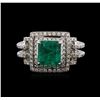 Image 1 : 18KT White Gold 1.71ct Emerald and Diamond Ring