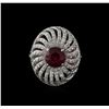 Image 1 : 14KT White Gold 2.73ct Ruby and Diamond Ring