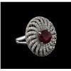 Image 2 : 14KT White Gold 2.73ct Ruby and Diamond Ring