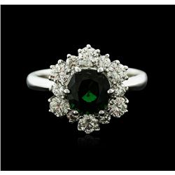 14KT White Gold 1.49ct Green Tourmaline and Diamond Ring