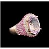 Image 2 : 14KT Rose Gold 7.52ct Kunzite, Pink Sapphire and Diamond Ring