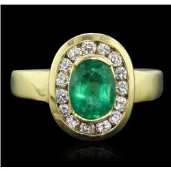 18KT Yellow Gold 1.19ct Emerald and Diamond Ring