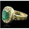 Image 2 : 18KT Yellow Gold 1.19ct Emerald and Diamond Ring