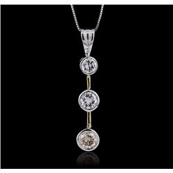 14KT Two-Tone Gold 1.15ctw Diamond Pendant With Chain