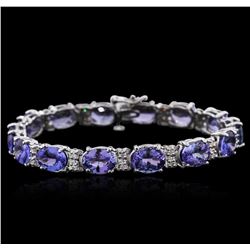 14KT White Gold 25.66ctw Tanzanite and Diamond Bracelet