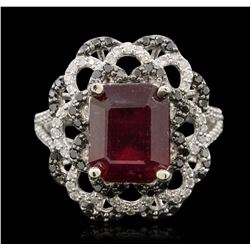 14KT White Gold 7.83ct Ruby and Diamond Ring