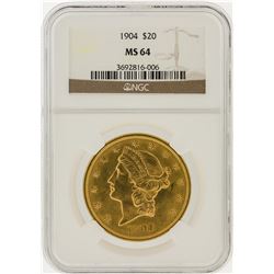 1904 NGC MS64 $20 Liberty Head Double Eagle Gold Coin