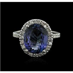 14KT White Gold 5.79ct Tanzanite and Diamond Ring