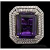 Image 1 : 14KT Two-Tone 11.31ct Amethyst and Diamond Ring