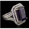 Image 2 : 14KT Two-Tone 11.31ct Amethyst and Diamond Ring