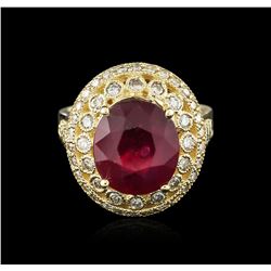 14KT Yellow Gold 7.34ct Ruby and Diamond Ring