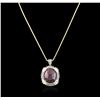 Image 2 : PLATED SILVER 60.25ct Ruby and White Sapphire Pendant With Chain