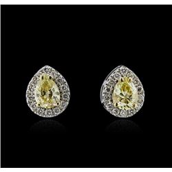 1.73ctw Fancy Yellow Diamond Earrings - 14KT White Gold