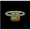 Image 1 : 1.66ctw Fancy Yellow Diamond Ring - 18KT Two-Tone Gold