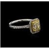 Image 2 : 1.66ctw Fancy Yellow Diamond Ring - 18KT Two-Tone Gold