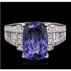 18KT White Gold 4.26ct Tanzanite and Diamond Ring