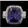 Image 1 : 14KT White Gold GIA Certified 11.73ct Tanzanite and Diamond Ring