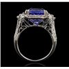 Image 3 : 14KT White Gold GIA Certified 11.73ct Tanzanite and Diamond Ring