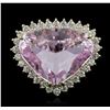 Image 1 : 14KT Yellow Gold GIA Certified 18.42ct Kunzite and Diamond Ring