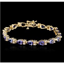 14KT Yellow Gold 6.84ctw Tanzanite and Diamond Bracelet