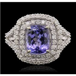 14KT White Gold 2.61ct Tanzanite and Diamond Ring