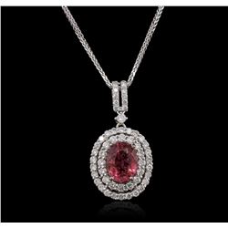 14KT White Gold 1.66ct Tourmaline and Diamond Pendant